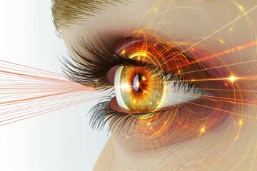 Human Cyborg AI Eye inclusivity. Eye iris anomalies optic nerve lens pupilometry color vision. Visionary iris electroretinography sight visionary aspirations eyelashes