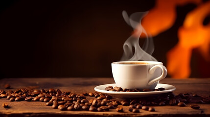 Hot roasted coffee, commercial photography