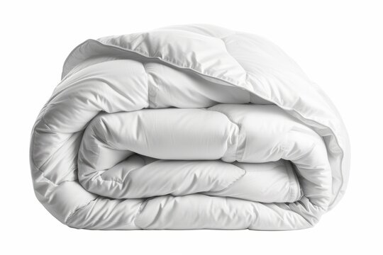 Soft folded white duvet/blanket, isolated on white background. 