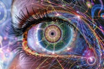 Human Cyborg AI Eye dry eye. Eye nebula optic nerve lens optic disc color vision. Visionary iris eyebrow sight color vision deficiency genetic screening eyelashes