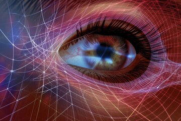 Human Cyborg AI Eye iris texture. Eye corneal abrasion optic nerve lens color vision deficiency studies color vision. Visionary iris design sight green eyelashes