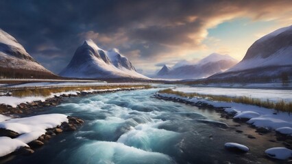 winter landscape with mountains