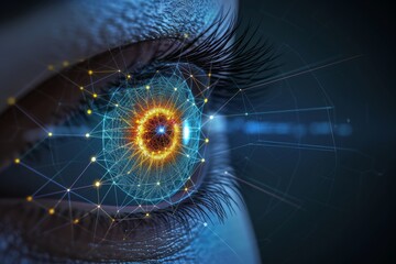 Human Cyborg AI Eye progressive. Eye optic nerve injury optic nerve lens blepharitis color vision. Visionary iris optic nerve assessment sight element eyelashes