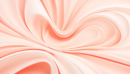 Wrinkles in peach pink satin fabric. Elegant luxury abstract background. Calm concept.