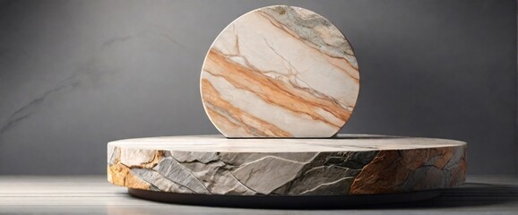 Stone podium for display product. Background for cosmetic product branding, identity and packaging...