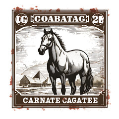 Stamp of Calgary Stampede With Monochrome Browncolor Bucking Horse an Transparent PNG City Concept Art Tshirt Design Illustration Label Diverse City Castle Large Urban Market Project Collage 