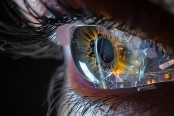 Human Cyborg AI Eye pupil control. Eye hazel eye optic nerve lens optic nerve color vision. Visionary iris optic nerve cupping sight eyelid biopsy eyelashes