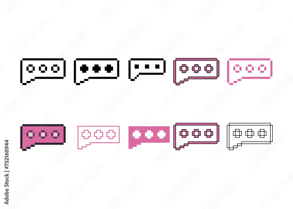 Fototapete pixel art outline sets icon of dialog chat variation color. dialog chat icon on pixelated style. 8bi