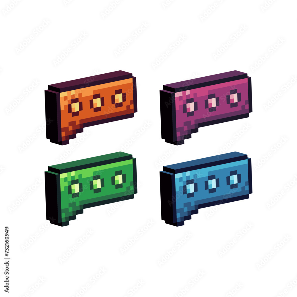 Poster isometric pixel art 3d of dialog chat icon for items asset. dialog chat icon on pixel bits style.8-b