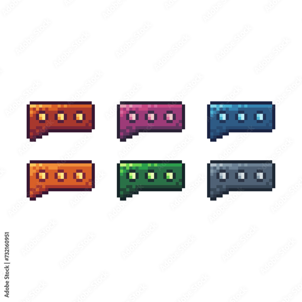 Leinwandbilder pixel art sets icon of dialog chat variation color. dialog bubble chat icon on pixelated style. 8bit