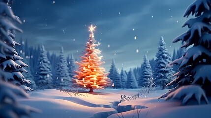 Abstract Christmas tree background wallpaper 3D illustration