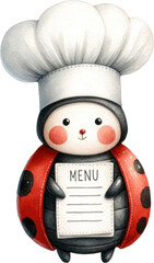 Cute Ladybug Chefs Kitchen Bug Illustration for Cooking with Bugs