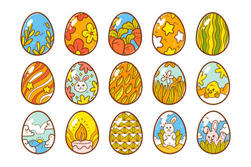 Set of easter egg hand-drawn vector illustration