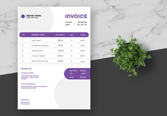 Purple And Grey Modern Invoice