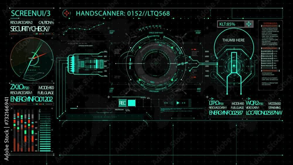Wall mural augmented reality advance hud control center. graphic dashboard head-up display and futuristic user 
