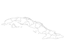 Cuba map. Map of Cuba in administrative provinces in white color