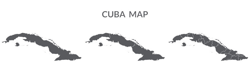 Cuba map. Map of Cuba in grey set