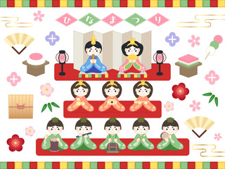 Fototapeta premium ひなまつり 雛壇イラスト