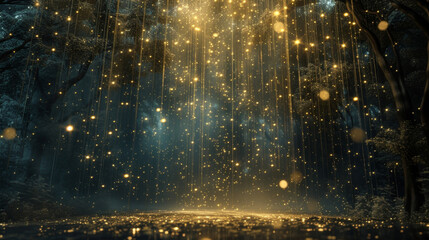 A celestial rain of ling stardust casting a spell of magic and wonder upon those who gaze upon its ethereal descent.
