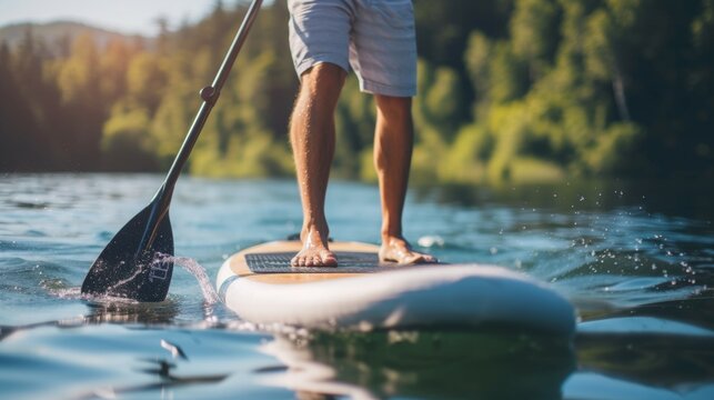 Paddleboarding on a Calm Lake