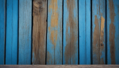 Aged blue wood texture with peeling paint.