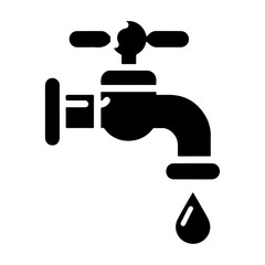 Water tap vector, symbol, clipart, sign, black color silhouette
