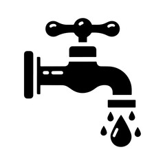 Water tap vector, symbol, clipart, sign, black color silhouette, white background 