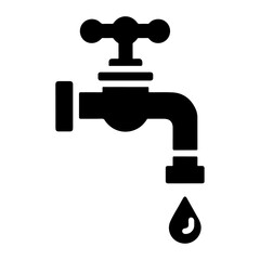 Water tap vector, symbol, clipart, sign, black color silhouette, white background 