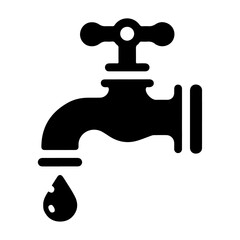 Water tap vector, symbol, clipart, sign, black color silhouette, white background 