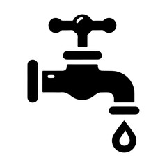 Water tap vector, symbol, clipart, sign, black color silhouette, white background 