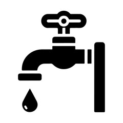 Water tap vector, symbol, clipart, sign, black color silhouette, white background 