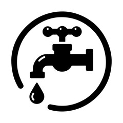 Water tap vector, symbol, clipart, sign, black color silhouette, white background 