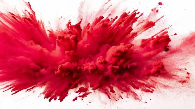 abstract red dust explosion on white background, motion