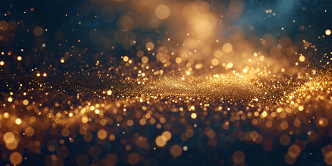 Abstract elegant detailed gold glitter particles flow Generative Ai - obrazy, fototapety, plakaty