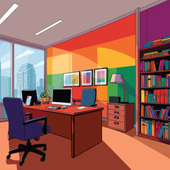 Rainbow inside office, showing corporate diversity and inclusiveness in business