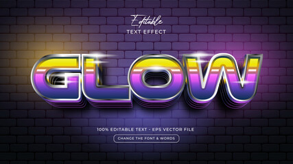 Glow editable text effect style Premium Vector
