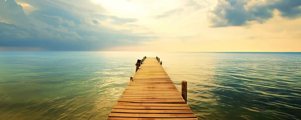 Zelfklevend Fotobehang wooden pier on the beach © vie_art