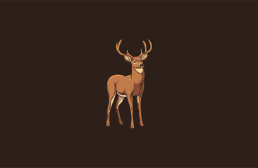 Deer vector flat design illustration