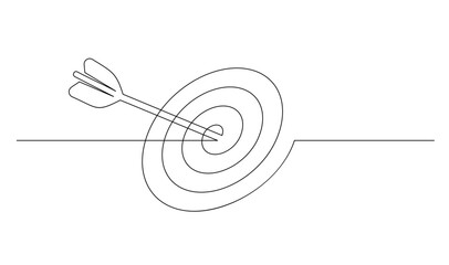 Continuous line drawing of arrow in center of target design template