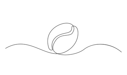 Linear coffee grain background. One continuous line drawing of a coffee bean template