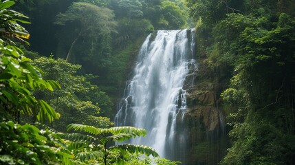 view of waterfall in the mountains