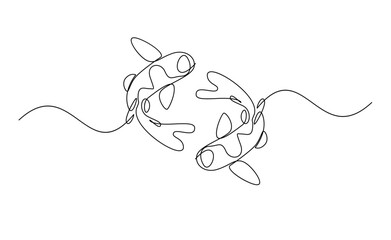koi carp fish on the white background in a continuous single line drawing style template