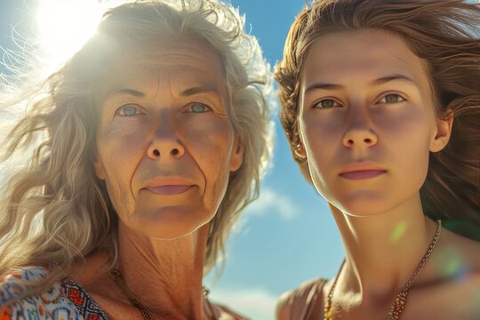 Aging grampy. Comparison young to old woman dziadek. Less Wrinkles, traditional medicine, stem cells, lines through skincare, anti aging cream, smile line and face lift