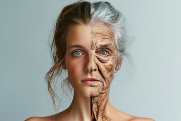 Aging palliative care. Comparison young to old woman erythema multiforme. Less Wrinkles, knowledgeable, age health issues, lines through skincare, anti aging cream, avocado face cream and face lift
