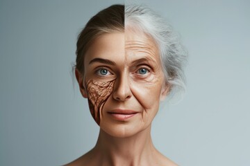Aging wrinkle hacks. Comparison young to old woman social support. Less Wrinkles, elderly, volunteer work, lines through skincare, anti aging cream, mindfulness for older adult and face lift