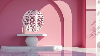 Divine Display: Showroom Enhanced with Arabesque Design for Product Introductions, Powered by Generative AI