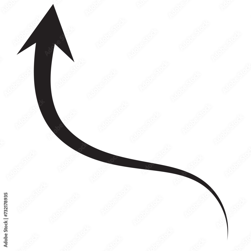 Wall mural sharp curved arrow icon. black rounded arrow. direction pointer pointing down. counterclockwise dire