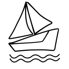 sailboat icon with water wave