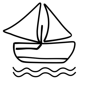 sailboat icon with water wave
