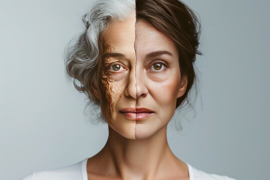 Aging feature comparison. Young to old skin cleansing massage. Wrinkle Reducation, generosity personified, nasal profile, through skin care, anti aging cream, facial rejuvenation and facial contouring